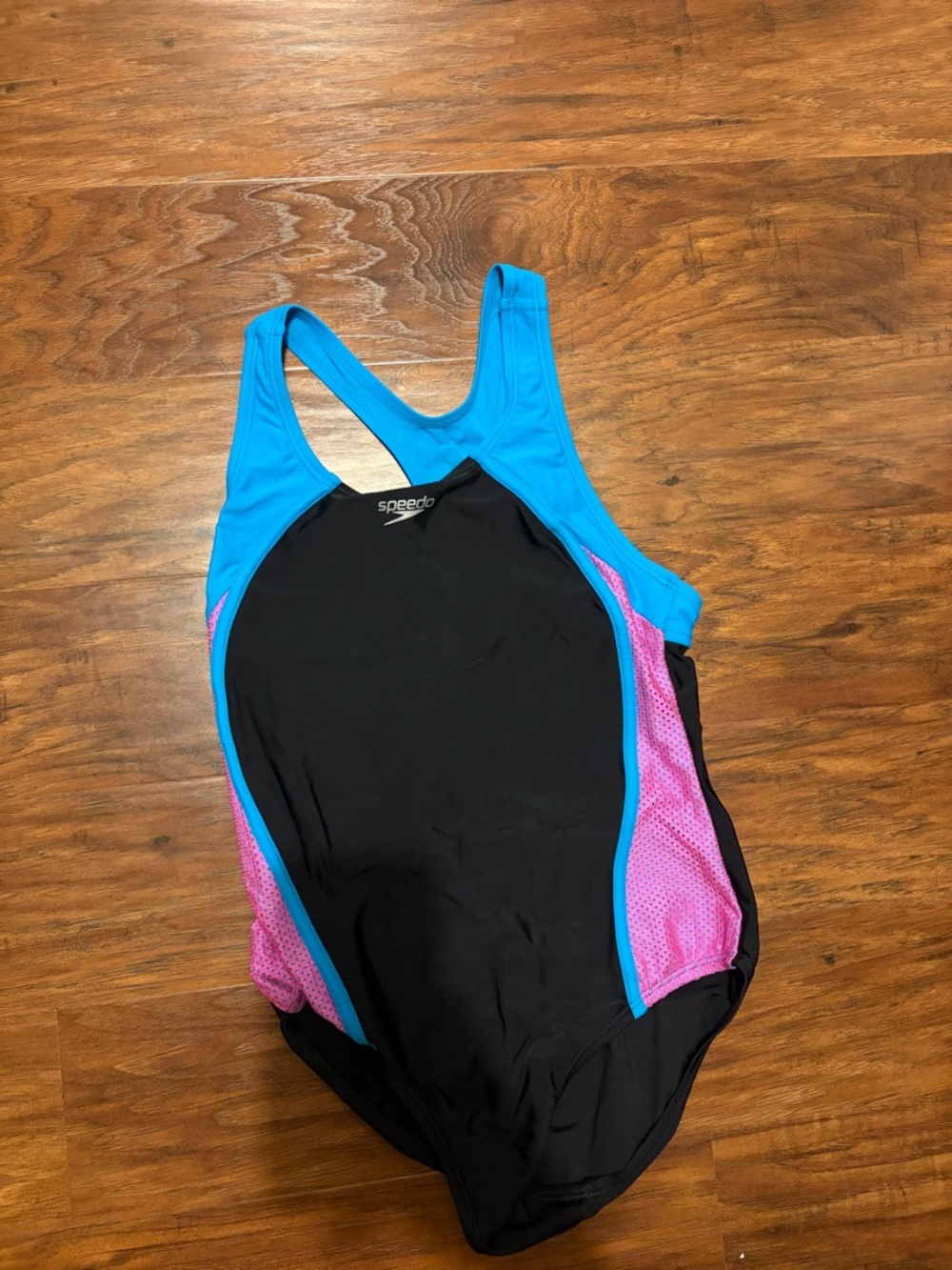 Speedo Girls Black & Blue One-Piece Swimsuit with Pink Accents